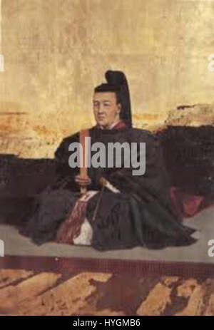 Tokugawa Iesada de Kawamura Kiyoo représente le 13e shogun du shogunat Tokugawa, Iesada, capturant la stature royale et l'expression digne du chef. Ce portrait offre un aperçu de la signification historique de la domination Tokugawa au Japon. Banque D'Images