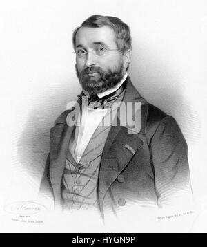 Cette lithographie de Maurin met en scène le compositeur français Adolphe Adam, surtout connu pour son ballet 'Giselle'. Le portrait capture la ressemblance d'Adam en mettant l'accent sur son expression et son héritage musical. Banque D'Images