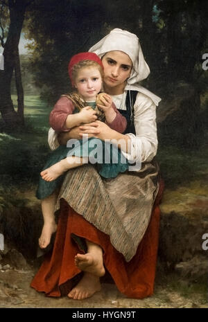 William Adolphe Bouguereau (1825 1905) Breton Frère et Sœur (1871) Banque D'Images