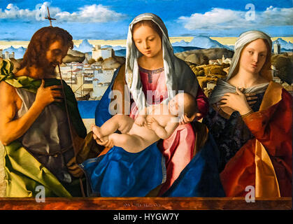Accademia Madonna col bambino tra san Giovanni Battista e una santa Cat.881 Banque D'Images