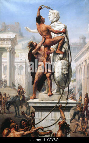 Les Wisigoths pillèrent Rome en 410 EC, marquant un moment important dans la chute de l'Empire romain d'Occident. Cet événement historique, dirigé par le roi Alaric Ier, est considéré comme un tournant décisif dans l'effondrement du pouvoir romain en Occident. Banque D'Images