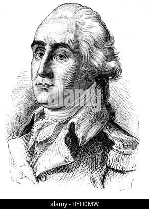 Ce portrait du XVIIIe siècle de George Washington, souvent considéré comme l'une des figures fondatrices des États-Unis, illustre le style et la grandeur des premiers portraits américains. Banque D'Images