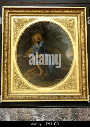 La peinture de Jean Restout 'Saint Pierre repentant' (Saint Pierre repentant) du XVIIIe siècle dépeint Saint Pierre dans un moment de réflexion et de repentance. Le style classique de l'artiste capture l'intensité émotionnelle du chagrin du saint. Banque D'Images