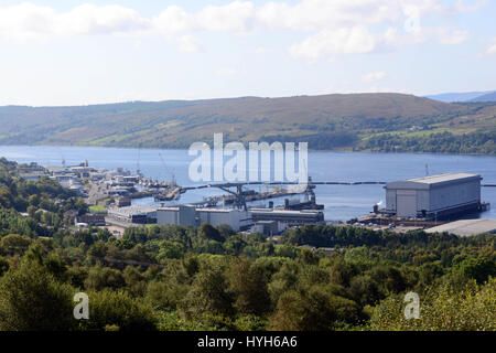 HM Naval Base Clyde, à Faslane sur l'Gareloch, accueil de la flotte de sous-marins Trident Banque D'Images