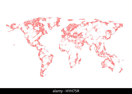 Carte du monde polygone isolé sur fond blanc Banque D'Images