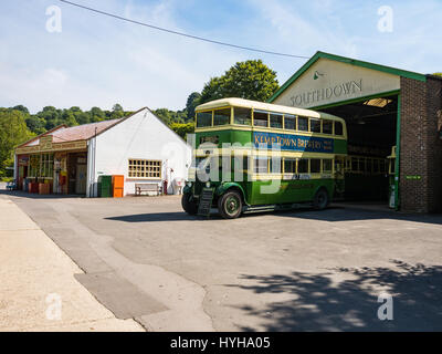 Un vintage Leyland Titan1 TD Southdown double decker bus au Musée de Amberley, Amberley, West Sussex Banque D'Images