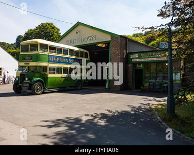 Un vintage Leyland Titan1 TD Southdown double decker bus au Musée de Amberley, Amberley, West Sussex Banque D'Images