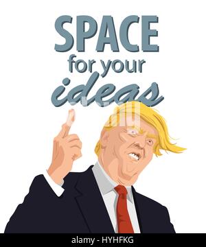 Portrait caricature de Donald Trump en donnant un discours. Illustration de Vecteur