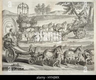 Char of Apollo par A.J. Defehrt représente la scène mythologique du Dieu soleil Apollon conduisant son char à travers le ciel. La peinture capture la grandeur du mythe, mettant en valeur l'énergie dynamique et le mouvement céleste associés à Apollon dans la mythologie classique. Banque D'Images