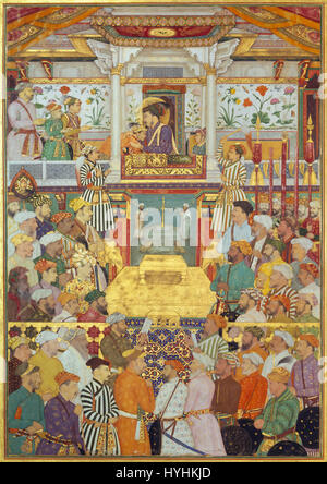 Plaque 10 Bichitr Padshahnama Shah Jahan reçoit ses trois fils aînés et Asaf Khan durant son adhésion ... Google Art Project Banque D'Images