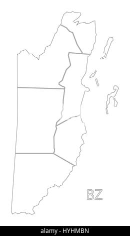 Carte silhouette contour Belize districts avec illustration Illustration de Vecteur