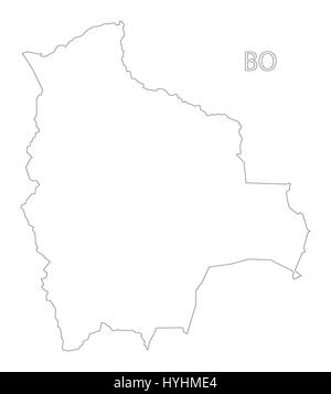 La Bolivie carte illustration silhouette contour Illustration de Vecteur