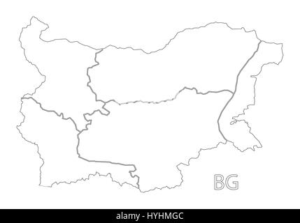 Bulgarie carte silhouette contour illustration avec les provinces Illustration de Vecteur