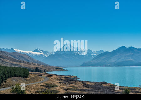 Vue paysage de Mt Cook et le Lac Pukaki , Nouvelle-Zélande Banque D'Images