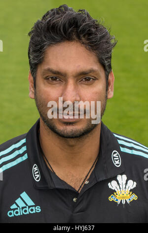 Surrey, UK. 4ème apr 2017. Kumar Sangakkara, Surrey County Cricket. David Rowe/ Alamy Live News Banque D'Images