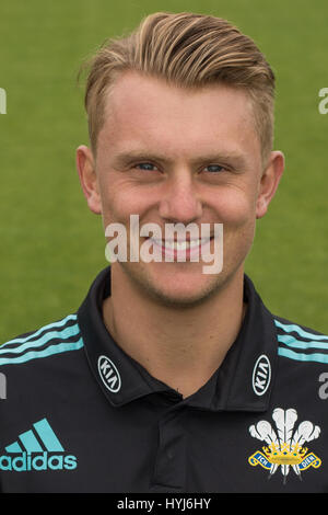 Surrey, UK. 4ème apr 2017. Scott Borthwick, Surrey County Cricket. David Rowe/ Alamy Live News Banque D'Images