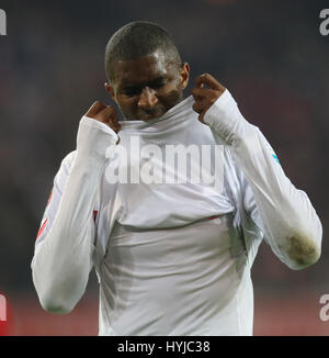 Cologne, Allemagne. 4ème apr 2017. Bundesliga journée 27, 1. FC Koeln vs SG Eintracht Frankfurt : Anthony Modeste (Koeln) déçu. Credit : Juergen Schwarz/Alamy Live News Banque D'Images