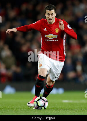 Manchester United, Henrikh Mkhitaryan au cours de la Premier League match à Old Trafford, Manchester. Banque D'Images