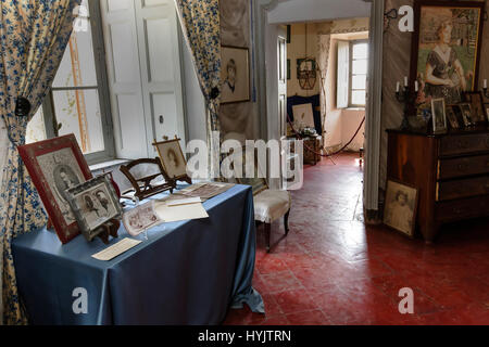 Château de Pralormo,la chambre bleue, le piémont,Italie,Europe Banque D'Images