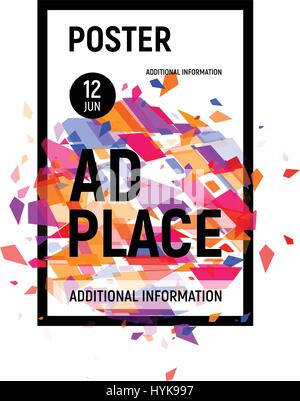 Des morceaux de verre colorés abstraits isolés explosion dans cadre rectangulaire, ad place poster dans les tons rose,les éléments de géométrie vector illustration Illustration de Vecteur