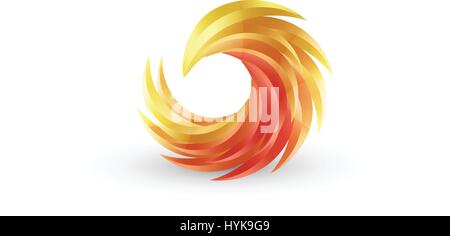 Phoenix bird et fire vector icône colorée. Résumé La conception de logo dans des dégradés de couleurs Illustration de Vecteur