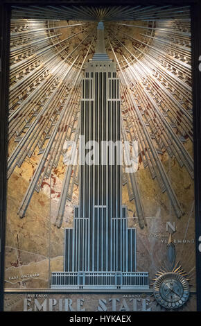 Détail de la réception, Empire State Building, Manhattan, New York City, États-Unis Banque D'Images