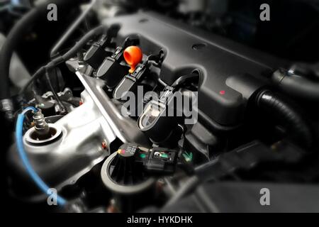 Moteur de voiture moderne in close up Banque D'Images