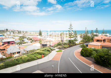 La vue depuis le haut de Marlston Hill Lookout Australie Occidentale Bunbury WA avec lighthouse Banque D'Images