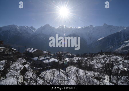 Paysage d'hiver, Kalpa, Kinnaur, Himachal Pradesh, Inde Banque D'Images