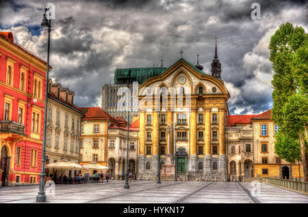 L'Église des Ursulines de la Sainte Trinité à Ljubljana, Slovénie Banque D'Images