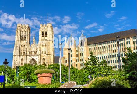 La Cathédrale de Saint Michel et Gudule à Bruxelles St. Banque D'Images