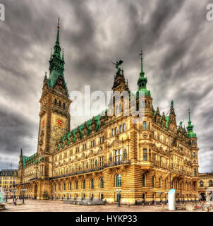 Voir l'Hôtel de ville de Hambourg - Allemagne Banque D'Images