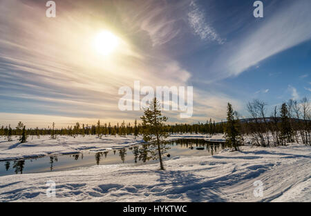 Paysage d'hiver, Laponie, Suède Banque D'Images