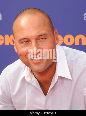 Derek Jeter and nephew at the 2015 Nickelodeon Kid's Choice Sports awards  at UCLA Paley center in Los Angeles. July 16, 2015.Derek Jeter and nephew  ------------- Red Carpet Event, Vertical, USA, Film