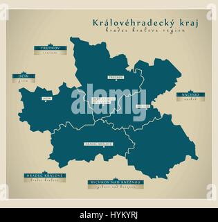 Carte moderne - Kralovehradecky kraj CZ Illustration de Vecteur