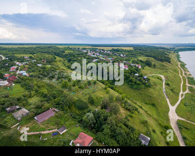 Petite ville russe paysage aérien Banque D'Images