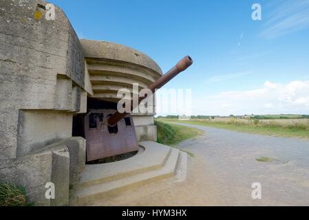 Batterie de Longues sur mer, Normandie, France Banque D'Images