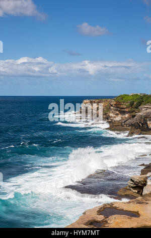 Littoral de la promenade côtière de Bronte à Bondi, photographié ici près de Waverley cemetery, Sydney, Australie Banque D'Images