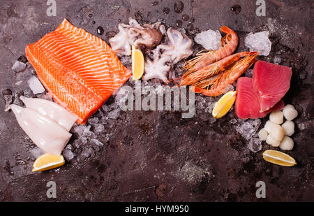 Fruits de mer sur la glace Banque D'Images