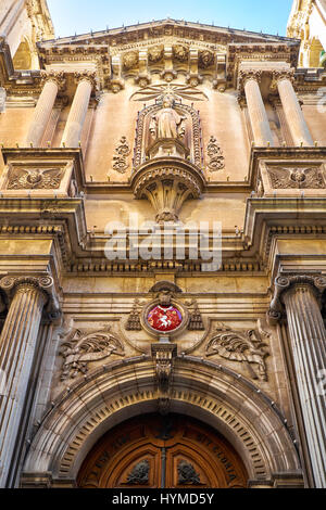 Façade de l'église de St Paul's naufrage sur la St. Paul's Street, Valletta, Malte Banque D'Images