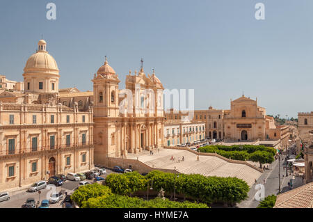 NOTO, ITALIE - 14 septembre 2015 : la cathédrale de Noto est une cathédrale catholique romaine dans la région de Noto en Sicile, Italie. UNESCO World Heritage Site. Banque D'Images