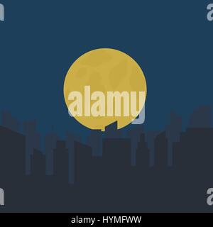 Silhouette de paysage urbain de nuit Illustration de Vecteur