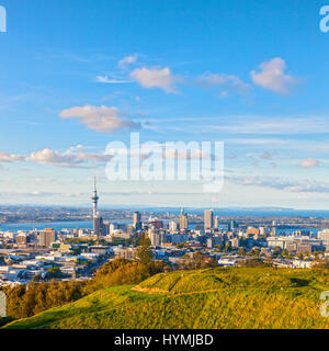 Auckland, Nouvelle-Zélande, du volcan Mont Eden, le bord du cratère est au premier plan. Banque D'Images