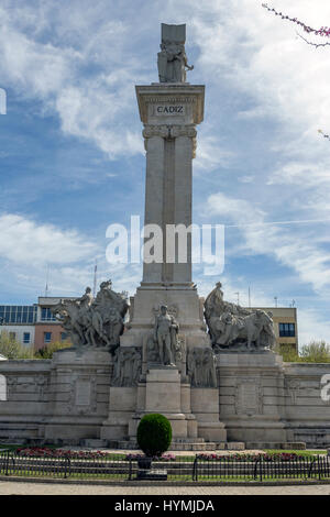 Cadix espagne- 1 avril : Monument à la Constitution de 1812, vue panoramique, Cadix, Andalousie, Espagne Banque D'Images