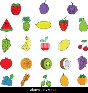 Les fruits et les baies comme un aliment sain et utile Illustration de Vecteur