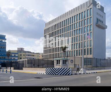 Ambassade des États-Unis d'Amérique dans le Malecon, La Havane, Cuba Banque D'Images