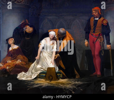 L'exécution de Lady Jane Grey par Paul Delaroche (1795-1856), huile sur toile, 1833. Lady Jane Grey, régna en tant que reine d'Angleterre pendant 9 jours en 1553. Banque D'Images