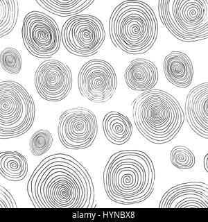 Les spirales en bois stylisés, hand drawn seamless pattern design d'intérieur, papiers peints et de carrelages en céramique Illustration de Vecteur