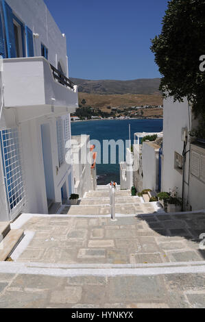 L'île Andros Town.Chora.Cyclades, en Grèce. Banque D'Images