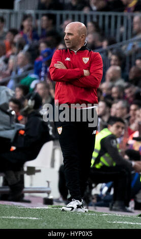 Camp Nou, Barcelona, Espagne. , . Jorge Sampaoli lors de la 30e journée de Ligue Santander au Camp Nou, Barcelona, Espagne. Photo : G. Loinaz/Alamy Live News Banque D'Images